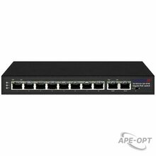 Изображения товара TR-NS1410-120-8POE - Неуправляемый коммутатор TRASSIR с 8 PoE портами (10/100/1000 Мбит/с (Base-T)) 2 Uplink (10/100/1000 Мбит/с (Base-T)), стандарты PoE EEE802.3af, EEE802.3at, EEE802.3bt, максимальная мощность на порт 90Вт, общая - 120 Вт.