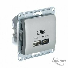 Изображения товара Glossa Платина USB Розетка A + тип-C 45W высокоскор.заряд