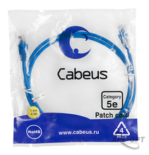 Изображения товара Cabeus PC-UTP-RJ45-CAT.5E-1.5M-BL Патч-корд U/UTP, категория 5е, 2xRJ45/8p8c, неэкранированный, синий, PVC, 1.5м