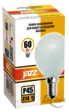 Изображения товара Лампа накаливания ЛОН 60Вт E14 240В P45 frosted | 3320317 | Jazzway