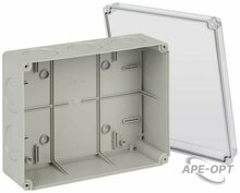 Изображения товара Распаячная коробка ЭРА KORvpk-240-195-90 ОП серая 240х195х90мм прозрачная крышка на винтах d25-3шт d32-2шт IP55 | Б0071920 | ЭРА