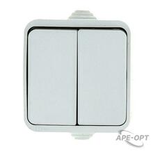 Изображения товара Прага Выключатель 2-клавишный 10А IP44 белый EKF | EKV10-023-10-44 | EKF