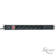 Изображения товара Блок розеток PDU TERACOM 19" 1U 16А/250В 6 розеток Schuko 2 метра 3x1,5 мм2 вилка Schuko | TRC-HPD-LS-16A-6SH-2MSH | EKF