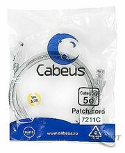 Изображения товара Cabeus PC-UTP-RJ45-Cat.5e-1m - Патч-корд UTP, категория 5e, 2XRJ45/8P8C, неэкранированный, серый, PVC, 1 м.