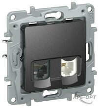 Изображения товара Etika Антрацит Розетка двойная RJ11+RJ45 кат.5E UTP | 6726521 | IEK