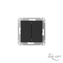 Изображения товара AtlasDesign Aqua Карбон Выключатель 2-клавишный IP44,сх.6, 10АХ,механизм, быстрозажимные клеммы | ATN441051S | SE