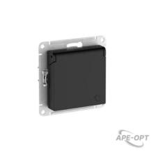 Изображения товара AtlasDesign Карбон Розетка с заземлением со шторками с крышкой,16А,IP20,механизм, быстрозажимные клеммы | ATN001046S | SE