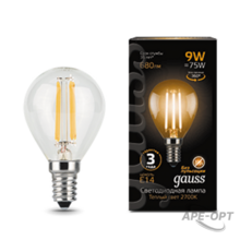 Изображения товара Лампа светодиодная LED Filament Шар E14 9W 680lm 2700K | 105801109 | Gauss