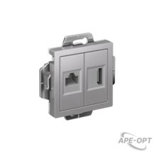 Изображения товара AtlasDesign Алюминий Розетка 2-ая HDMI+RJ45, кат.5Е, механизм | ATN000382 | SE