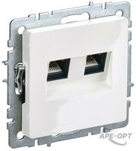 Изображения товара BRITE Розетка компьютерная 2-ая RJ45 кат.5E РК10-2-БрБ белый без шторок | BR-K20-1-K01 | IEK
