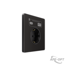 Изображения товара Systeme Infinity, Розетка С/У с ЗК и зар.устр.USB А+С 20Вт (250В, 16А, защит.шторки), Полярная ночь