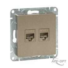 Изображения товара Механизм розетки RJ45 - 2шт, (cat5), шампань Эпика |UP1-SOC-2RJ45-5| EKF