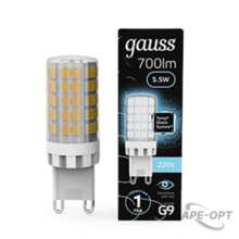 Изображения товара Лампа светодиодная G9 AC185-265V 5,5W 560lm 4100K керамика LED 1/10/200 | 107009206 | Gauss