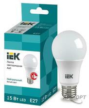 Изображения товара Лампа светодиодная LED 15Вт Е27 220В 4000К A60 груша | LLE-A60-15-230-40-E27 | IEK