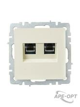 Изображения товара BRITE Розетка компьютерная 2-ая RJ45 кат.6 РК11-2-БрКр бежевый | BR-K20-2-K10 | IEK