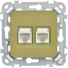 Изображения товара FLITE Розетка 2-ая компьютерная RJ45 кат.5Е UTP РК5е-2-0-ФлО оливковый | FI-K22-1-K26 | IEK