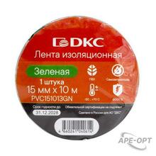 Изображения товара Лента изоляционная ПВХ 15x0,13 10м в рулоне Зеленая | PVC151013GN | DKC