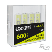Изображения товара Аккумуляторная батарея AAA 600мАч Ni-MH Box-4 | .5059740 | ФАZA
