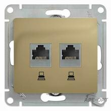 Изображения товара Glossa Титан Розетка 2-ая компьютерная RJ45+RJ45, кат.5E | GSL000485KK | SE