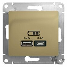 Изображения товара Glossa Титан USB Розетка A+С, 5В/2,4А, 2х5В/1,2 А, механизм | GSL000439 | SE
