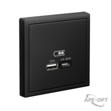 Изображения товара ArtGallery Карбон Розетка USB A + тип-C 45Вт высокоскор.заряд