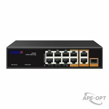Изображения товара TR-NS13111S-120-8PoE - Неуправляемый коммутатор TRASSIR с 6 FE PoE портами (10/100 Мбит/с), 2 GE PoE портами(10/100/1000 Мбит/с) и 1 SFP портом + 2 Uplink (10/100/1000Мбит/с (Base-T))