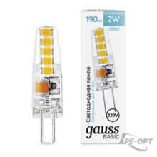 Изображения товара Лампа светодиодная Basic G4 AC220-240V 2W 190lm 4100K силикон LED 1/20/200 | 1169722 | Gauss