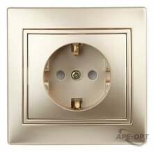 Изображения товара 1-206-04 Intro Розетка 2P+E Schuko со шторками, 16А-250В, IP20, СУ, Plano, шампань | Б0030075 | Intro