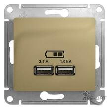 Изображения товара Glossa Титан USB Розетка, 5В/2100мА, 2х5В/1050мА, механизм | GSL000433 | SE