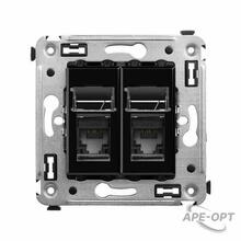 Изображения товара Розетка RJ-45 в стену, 5e двойная, Avanti, "Черный квадрат" | 4402464 | DKC