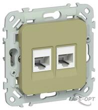 Изображения товара FLITE Розетка 2-ая компьютерная RJ45 кат.5Е UTP РК5е-2-0-ФлО оливковый | FI-K22-1-K26 | IEK