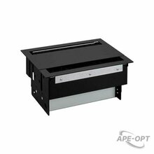 Изображения товара Двухсторонний врезной x8 розеточный блок, щетка, 6x2P+E, 4xUSB з/у, черный, S400 | 46423000-138 | Simon