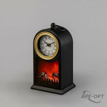 Изображения товара Светодиодный камин Старинные часы с эффектом живого огня 14,7x11,7x25 см, черный, батарейки 2хС (не в комплекте) USB | 511-020 | NEON-NIGHT