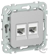 Изображения товара FLITE Розетка 2-ая компьютерная RJ45 кат.5Е UTP РК5е-2-0-ФлА алюминий | FI-K22-1-K47 | IEK