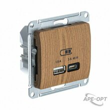 Изображения товара Glossa Дерево Дуб USB Розетка A + тип-C 45W высокоскор.заряд