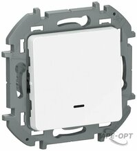 Изображения товара Inspiria Белый Переключатель 1-клавишный с подсветкой 6L 10АХ быстрозажимные клеммы | 6736601 | IEK