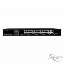 Изображения товара TR-NS14282С-370-24POE - Неуправляемый коммутатор TRASSIR с24 PoE портами (10/100/1000 Мбит/с Base-T PoE port),и 2 Combo портами (10/100/1000 Мбит/с Base-T), 2 Uplink (10/100/1000 Мбит/с Base-T).