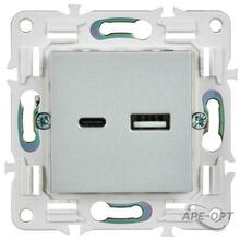Изображения товара SKANDY Розетка USB A+C 3,1А SK-R14S серебряный | SK-U22-D31-K23 | IEK