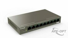 Изображения товара Tenda TEF1109P-8-102W - Коммутатор PoE неуправляемый, 8 портов PoE 10/100 Base-T (IEEE 802.3af/at) автоматически идентифицирует устройства с питанием от PoE + 1 порт 10/100 Base-T (Data)