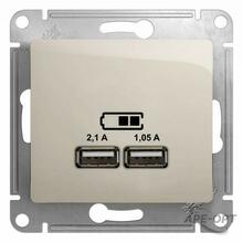 Изображения товара Glossa Молочный USB Розетка, 5В/2100мА, 2х5В/1050мА, механизм | GSL000933 | SE