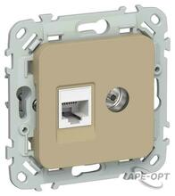 Изображения товара FLITE Розетка 2-ая RJ45/TV кат.5Е UTP РКТВ5е-2-0-ФлХ хаки | FI-AK22-1-K59 | IEK