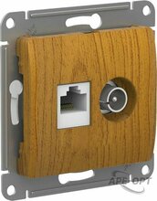 Изображения товара Glossa Дерево Дуб Розетка 2-ая TV + компьютерная RJ45, кат