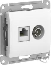 Изображения товара Glossa Белый Розетка 2-ая TV + компьютерная RJ45, кат