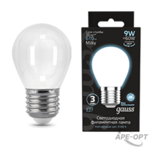Изображения товара Лампа светодиодная Filament Шар 9W 610lm 4100К Е27 milky LED 1/10/50 | 105202209 | Gauss
