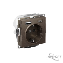 Изображения товара AtlasDesign Розетка 16А c 2 USB A+C, 5В/2,4А/3,0А, 2х5В/1,5А, механизм, Мокко | ATN000632 | SE