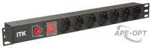Изображения товара Блок розеток 19 (7шт)PDU с LED вык.и защитой от перенап.алюм.проф.1U ВХОД С14 без шнура | PH13-7D3 | ITK