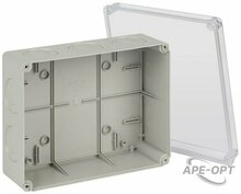 Изображения товара Распаячная коробка ЭРА KORvpk-240-195-90-44 ОП серая 240х195х90мм прозрачная крышка на винтах d25-3шт d32-2шт IP44 | Б0071916 | ЭРА