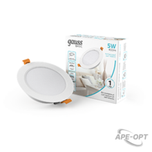 Изображения товара Светильник Basic Downlight круг 5W 400lm 4000K 170-260V IP20 95*26 монтаж белый LED 1/100 | 9030420205 | Gauss
