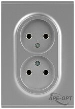 Изображения товара Розетка Arktik 16-2107-03 без заземления двойная 2X2P 16А-250В алюминий | Б0071683 | ЭРА