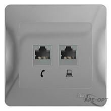 Изображения товара Glossa Алюминий Розетка 2-я RJ11+RJ45, кат.5E | GSL000385 | SE